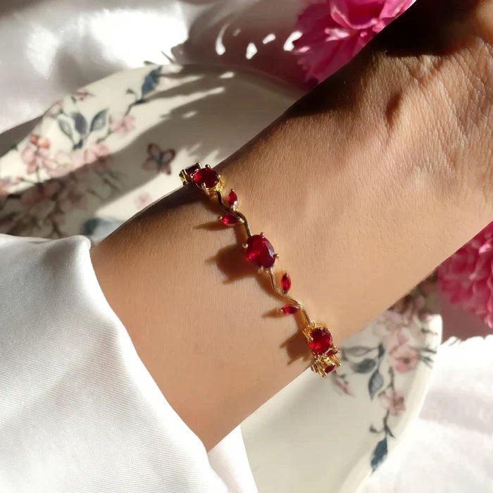 Luminous Design Gold Plated Crystal Stones Tulip Bracelet for Girls/Women
