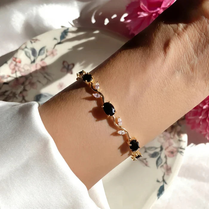 Luminous Design Gold Plated Crystal Stones Tulip Bracelet for Girls/Women