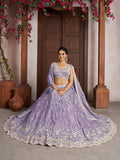 Luxurious Purple Banarasi Tissue Lehenga Adorned with Bead Embellishments