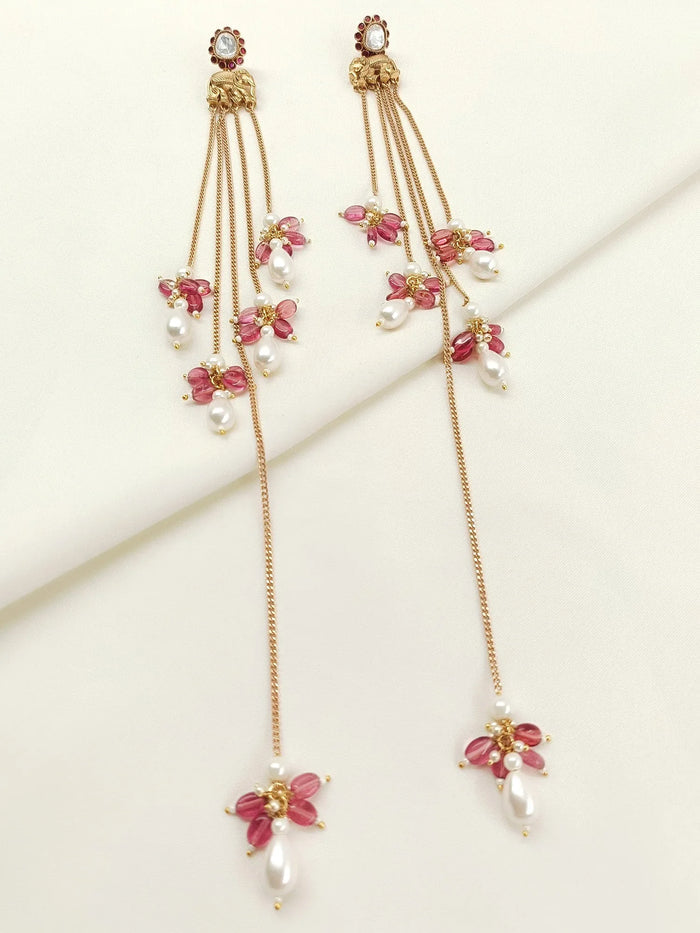 Madhulata Pink Kundan Earrings