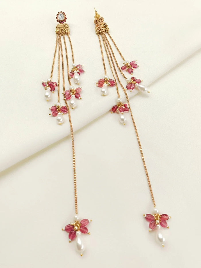 Madhulata Pink Kundan Earrings