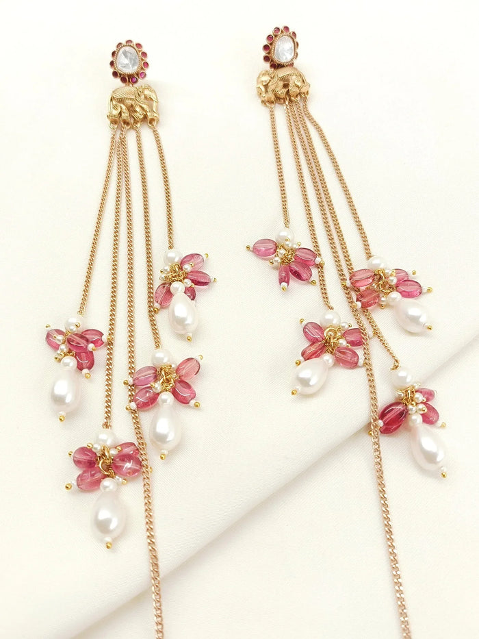 Madhulata Pink Kundan Earrings