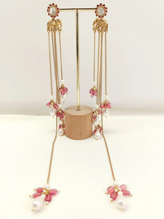 Madhulata Pink Kundan Earrings