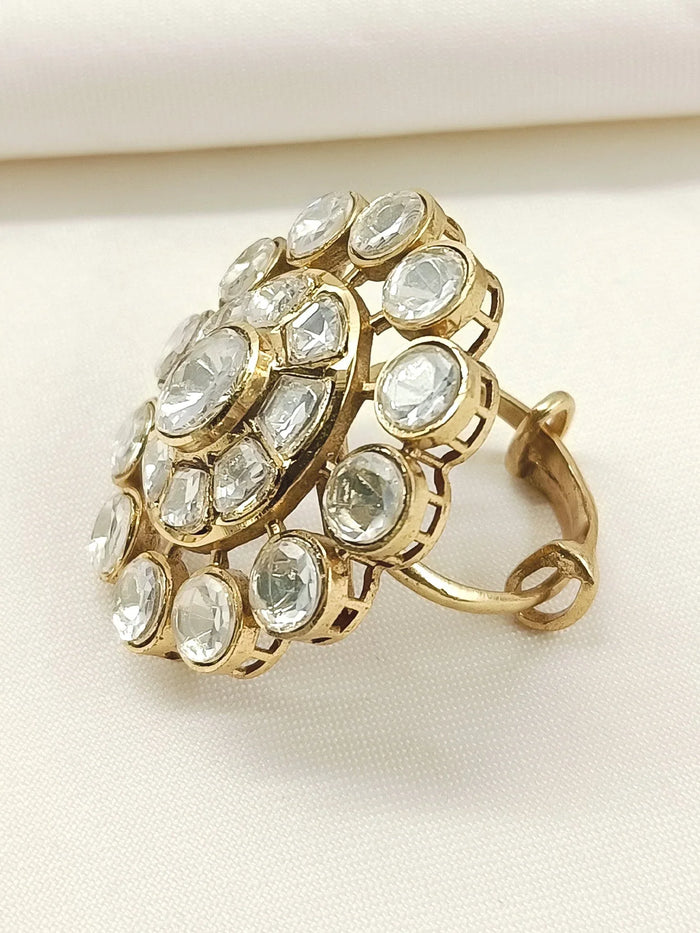 Madhurya White Kundan Finger Ring