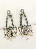 Magdalena Mint Green Oxidized Jhumki