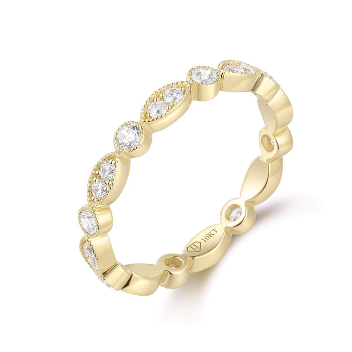 Marquise & Round Milgrain Eternity Band