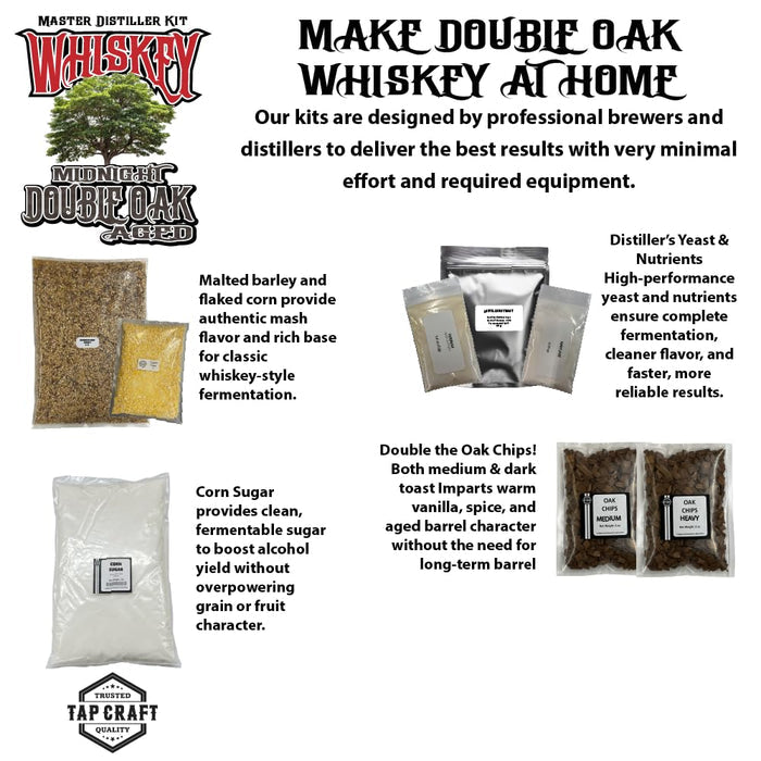 Master Distillers Midnight Double Oak Aged Whiskey Recipe Mash Kit