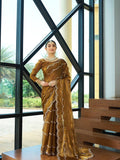 MEHENDI SILK WITH SEQUENCE EMBROIDERY DESIGN WORK SAREE - INSPIRED - qivii