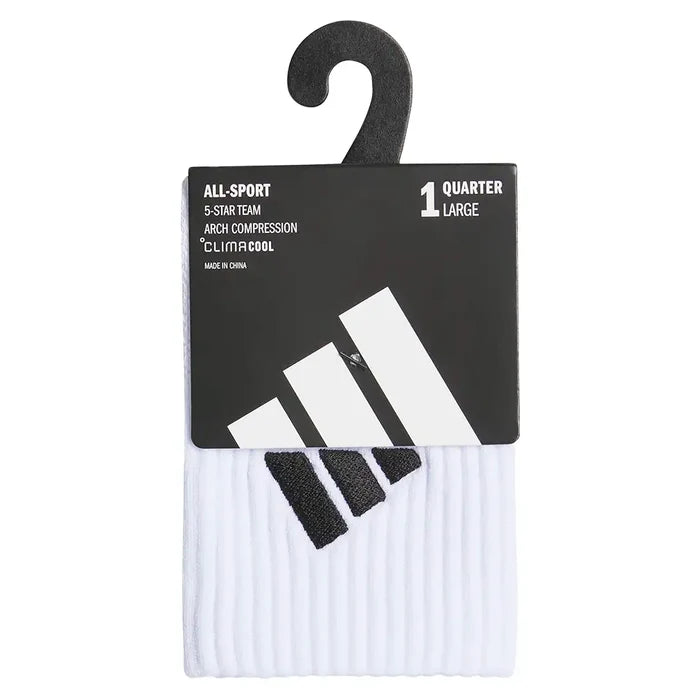 Men's 5 Star Team 3 Quarter Crew Socks White and Black