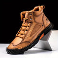 Men's Atelier Chukka Boot - Extended Fit PU Leather - Hand-Stitched Ankle Boots with Flat Sole & Lace-Up