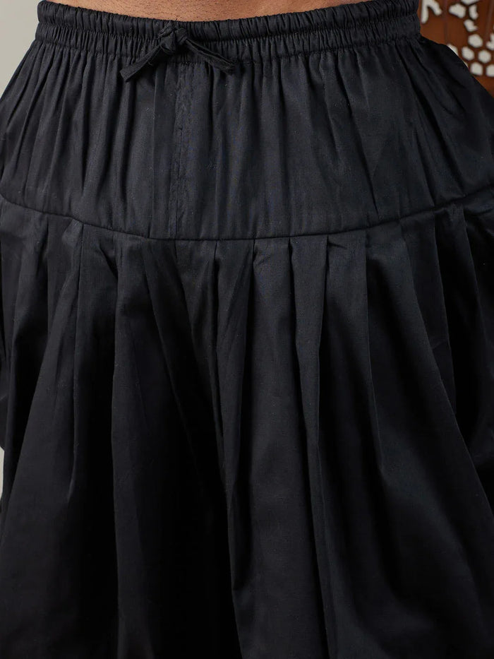 Men's Black Mirror Georgette Kurta Dhoti Set