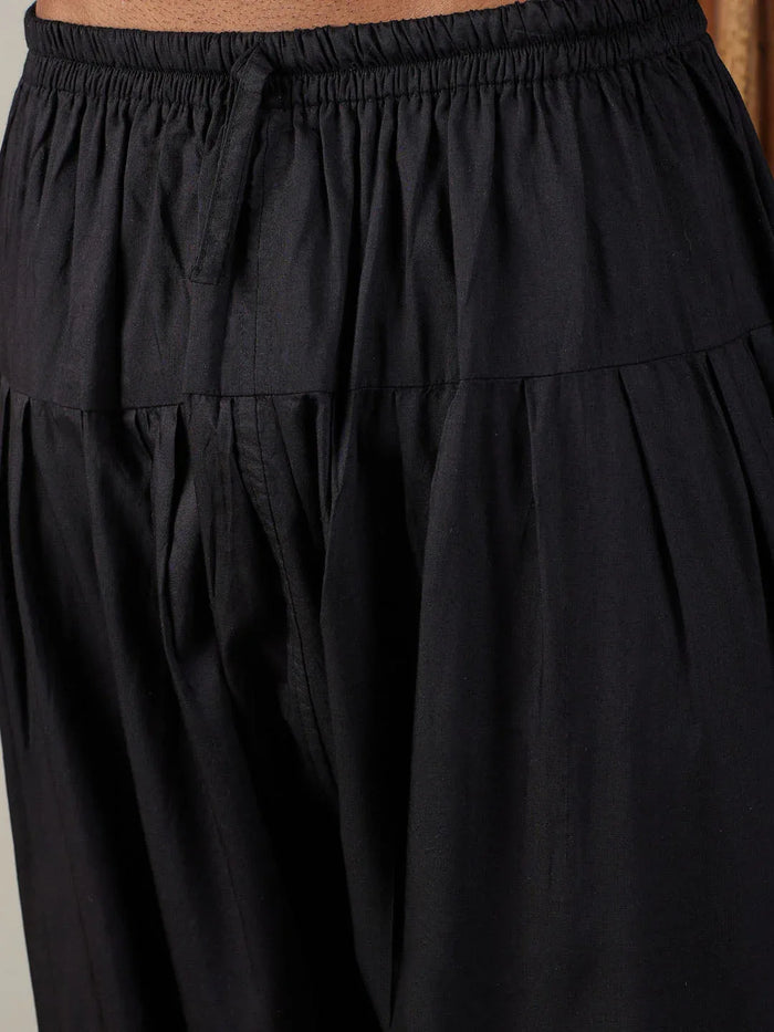 Men's Black Mirror Georgette Kurta Pyjama Set