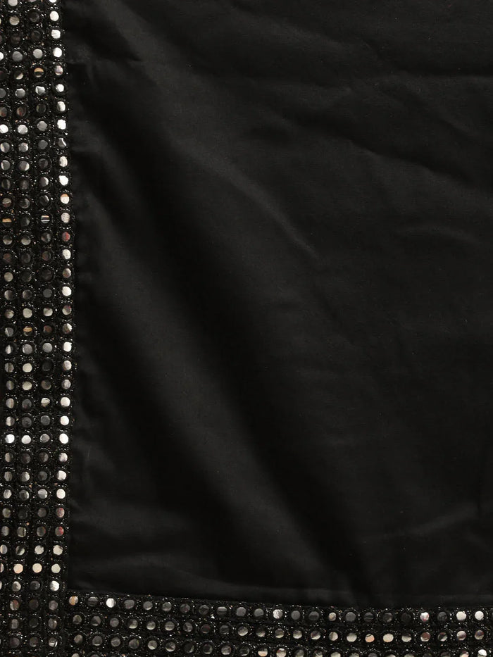 Men's Black Mirror Kurta Pant And Dupatta Set