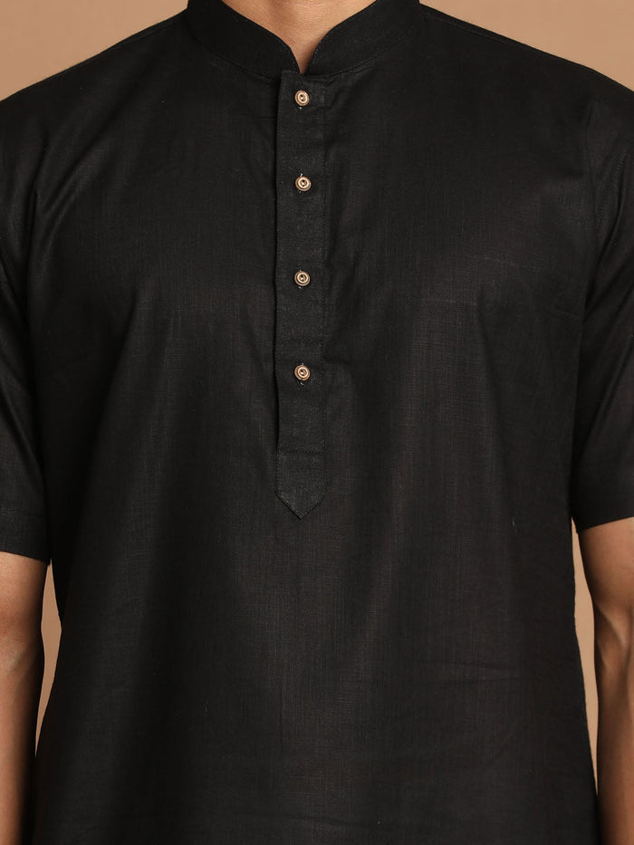 Men's Black  Solid Kurta With Pyjama