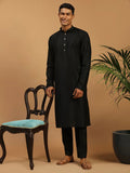 Men's Black Viscose Kurta With Pant Set