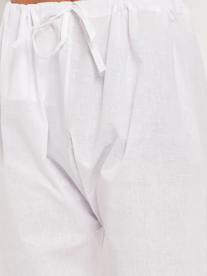 Men's Blue And White Cotton Blend Pathani Suit Set