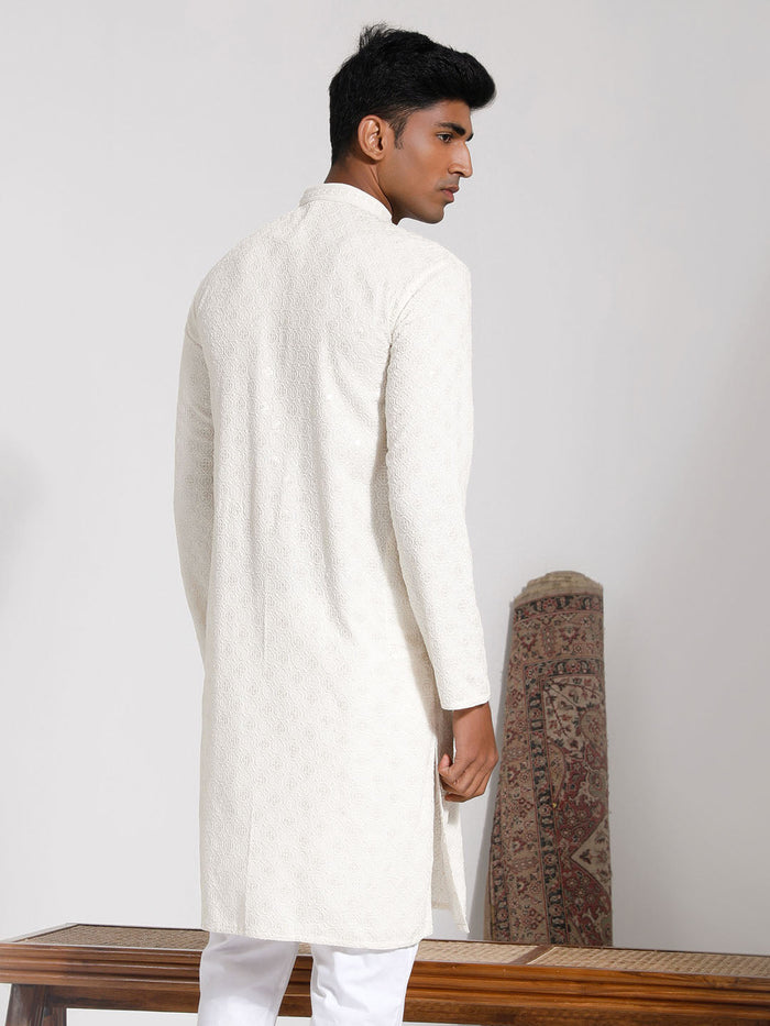 Men's Cream Rayon Kurta