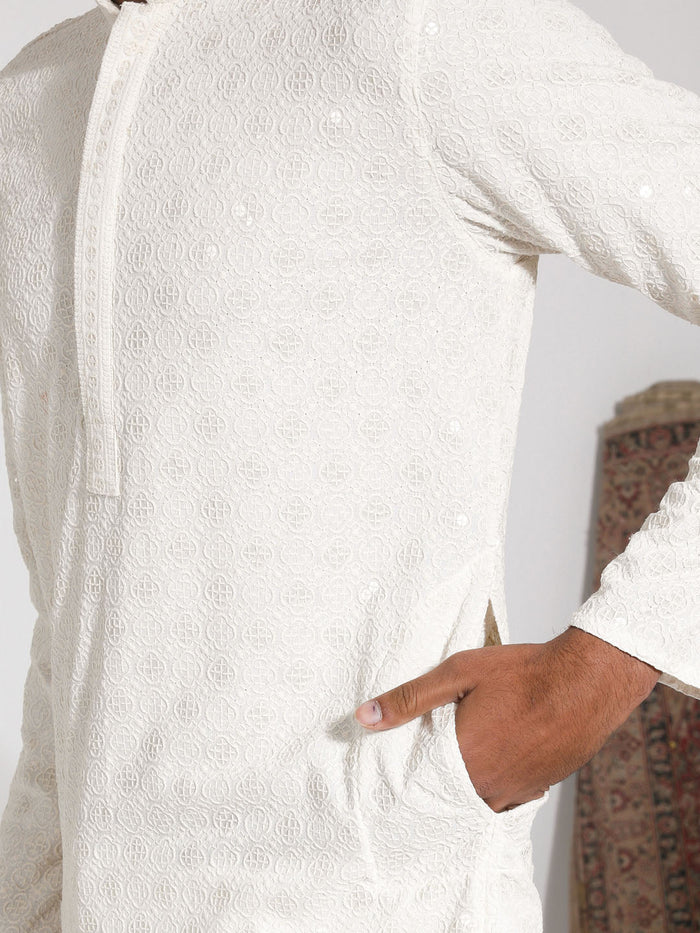 Men's Cream Rayon Kurta