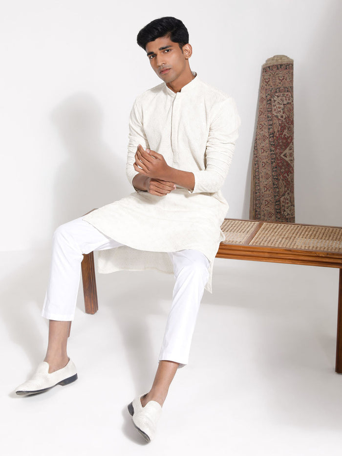 Men's Cream Rayon Kurta
