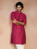 Men's Falsa All-Over Floral Thread Embroidered Viscose Silk Straight Kurta