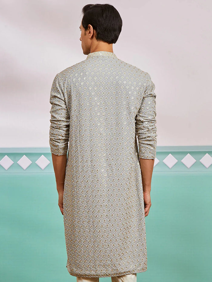 Men's Grey Rayon Kurta