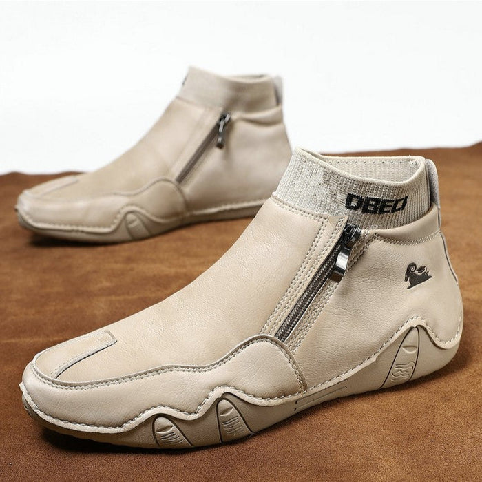 Men's High-Top Martin Boots with Warm Fleece Lining Durable Winter Outdoor Casual Shoes