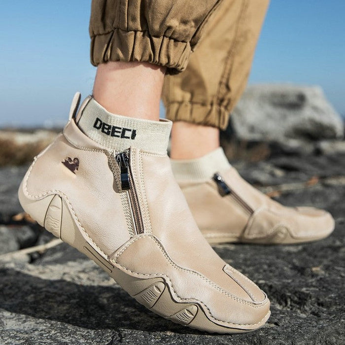 Men's High-Top Martin Boots with Warm Fleece Lining Durable Winter Outdoor Casual Shoes