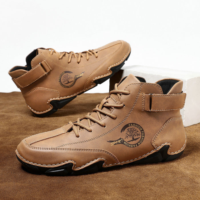 Men's High-Top Winter Suede Martin Boots with Warm Fleece Lining Handmade Casual Boots