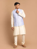 Men's Lavender Jacquard Nehru Jacket With Kurta Pyjama Set