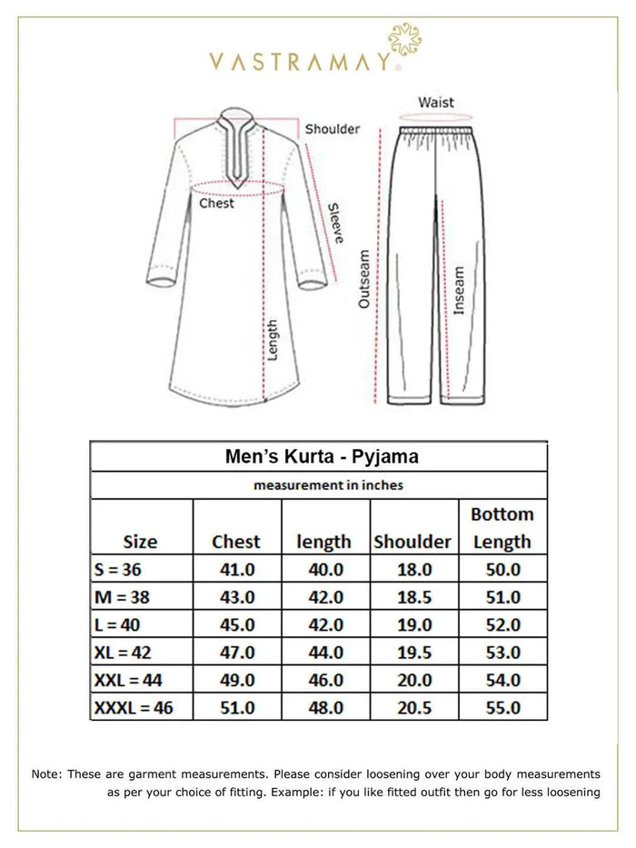 Men's Maroon And White Cotton Blend Pathani Suit Set