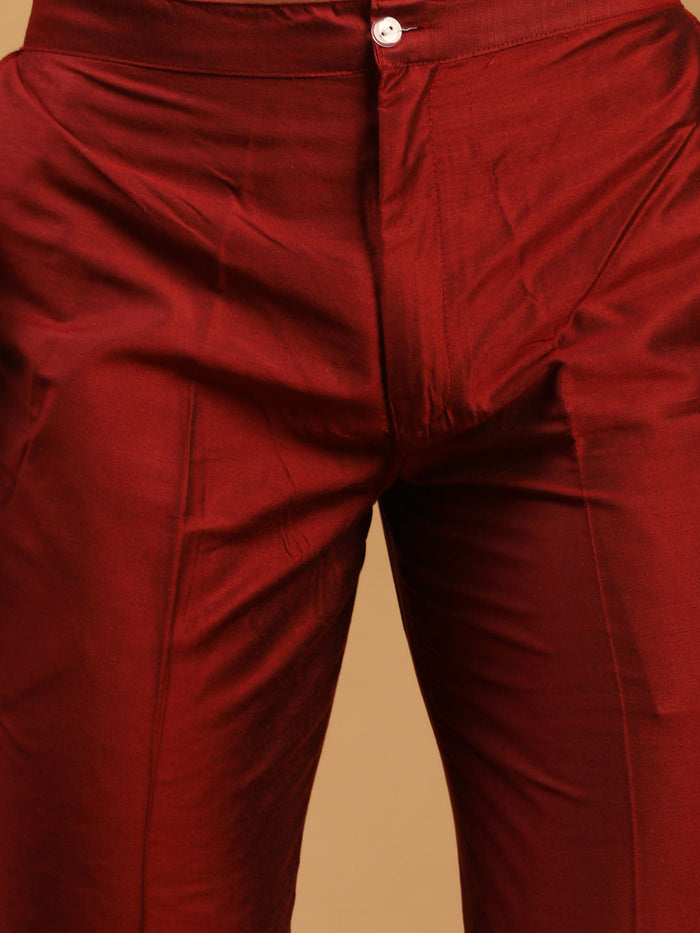 Men's Maroon Mirror Kurta Pant Set