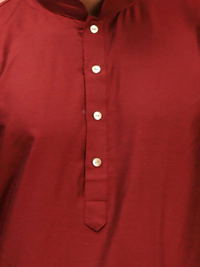 Men's Maroon Viscose Kurta Pyjama Set