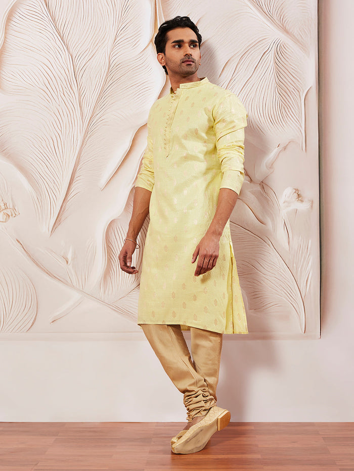 Men's Mint Green Silk Blend  Kurta