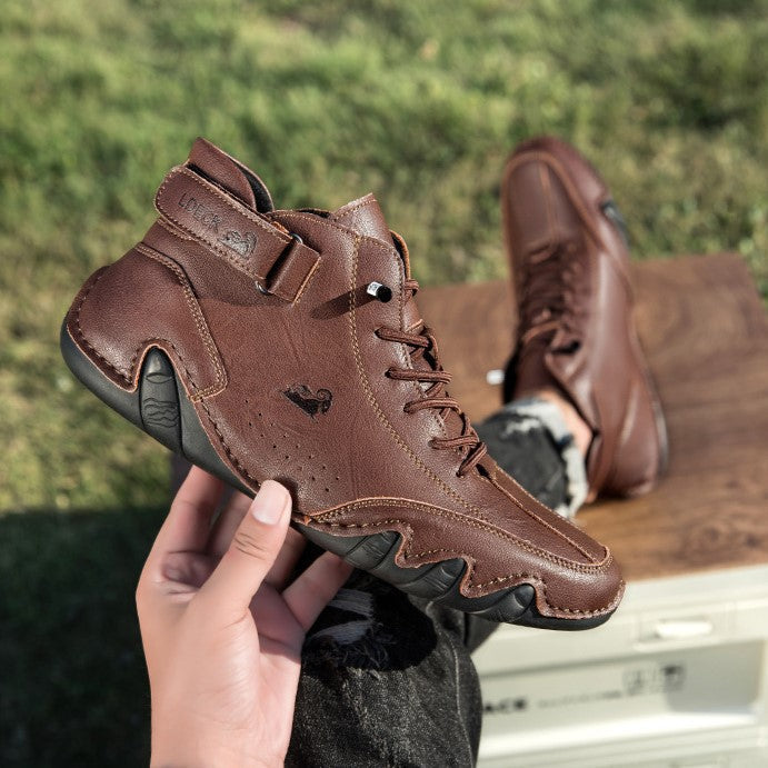 Men’s Octopus High-Top Lace-Up Hand-Sewn Leisure Boots