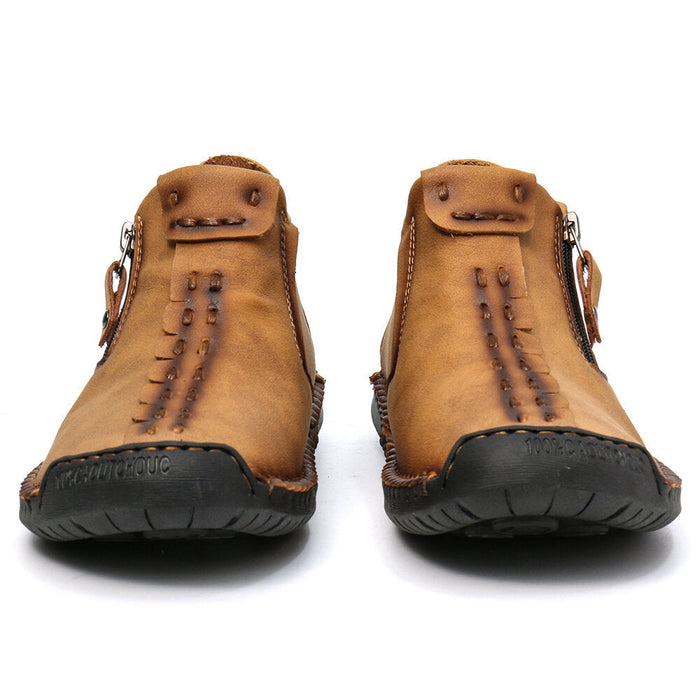 Men’s Octopus High-Top Zipper Boots Outdoor Casual Handmade Work Boots