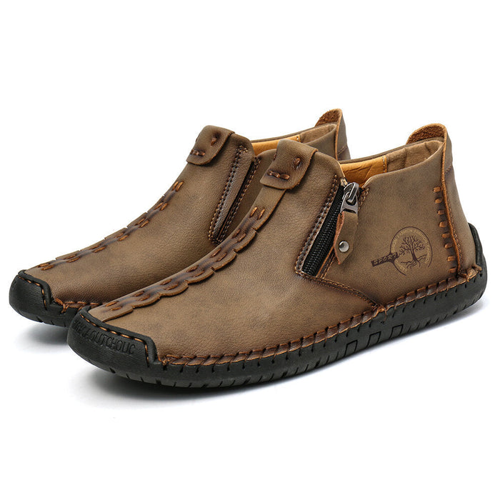 Men’s Octopus High-Top Zipper Boots Outdoor Casual Handmade Work Boots