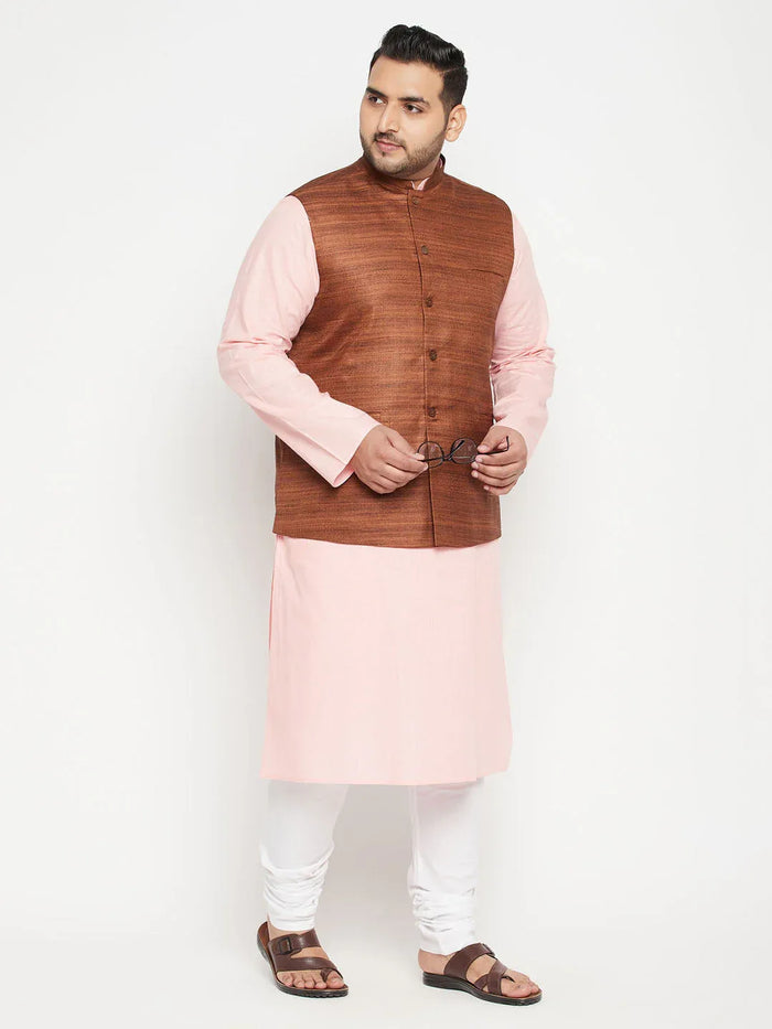 Men's Plus Size Coffee Brown Nehru Jacket