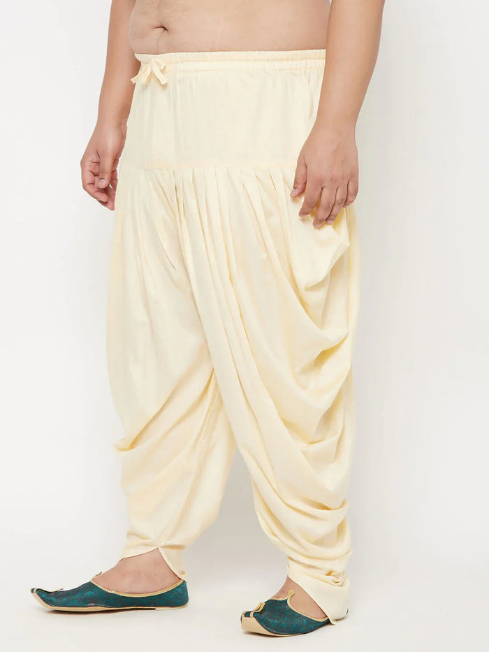 Men's Plus  Size Gold Solid Cowl Dhoti Pants
