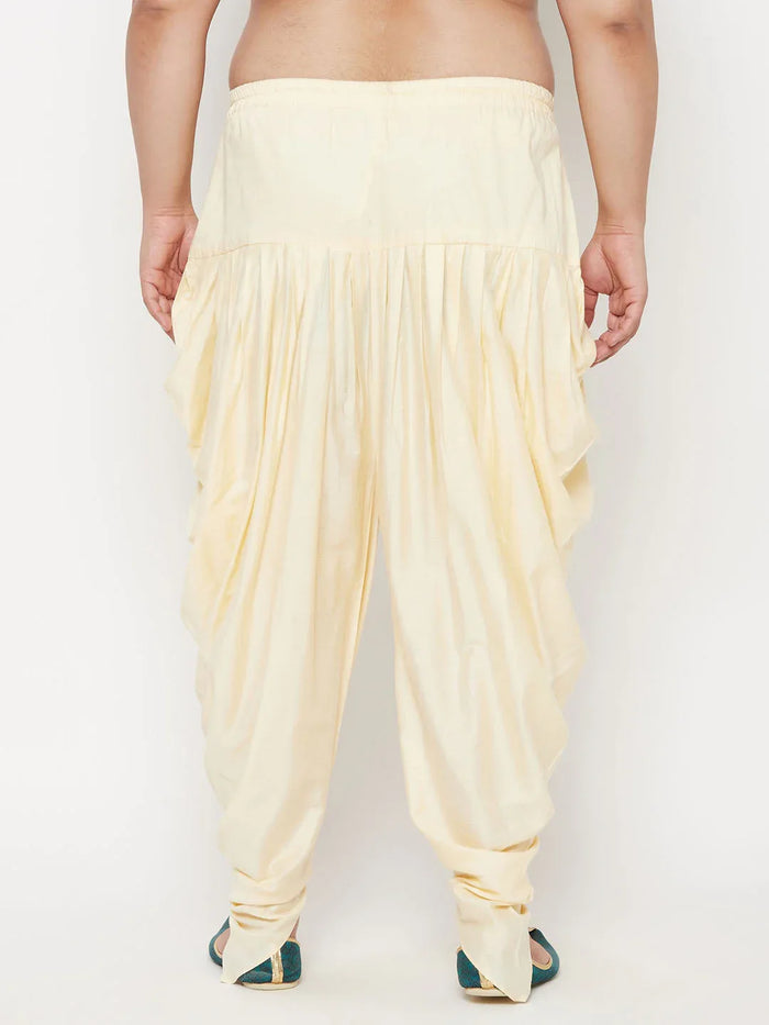 Men's Plus  Size Gold Solid Cowl Dhoti Pants