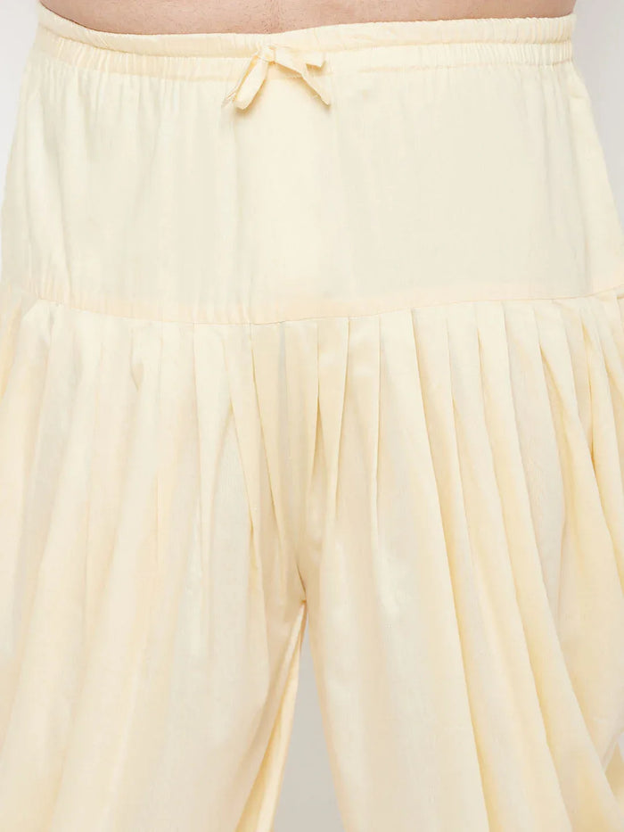 Men's Plus  Size Gold Solid Cowl Dhoti Pants