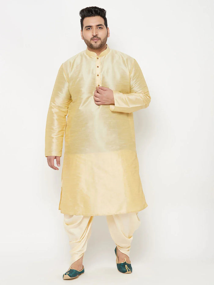 Men's Plus  Size Gold Solid Cowl Dhoti Pants