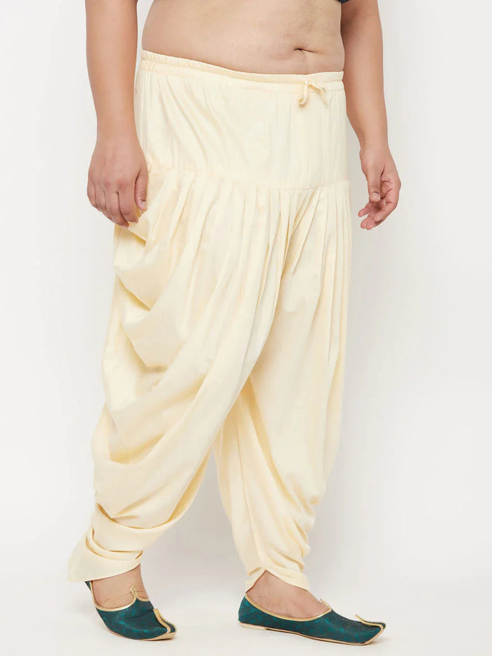 Men's Plus  Size Gold Solid Cowl Dhoti Pants