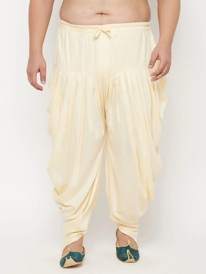 Men's Plus  Size Gold Solid Cowl Dhoti Pants