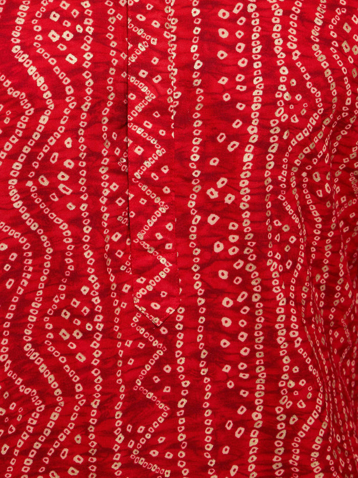 Men's Plus Size Red Bandhni Kurta