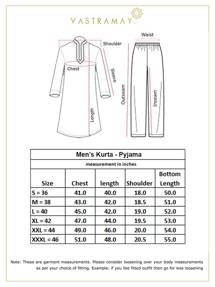 Men's Rust And Cream Cotton Blend Kurta Pyjama Set
