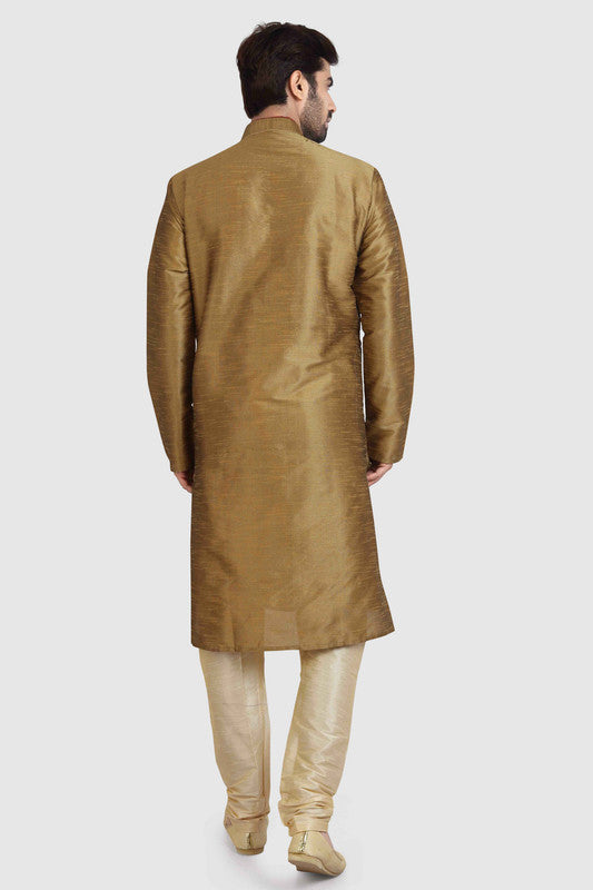 Men's Tusser Art Silk Solid Kurta Pajama Set