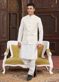 Men's Yellow Art Silk Digital Print Jacket Set