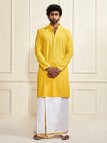 Men's Yellow Rayon Cotton Kurta