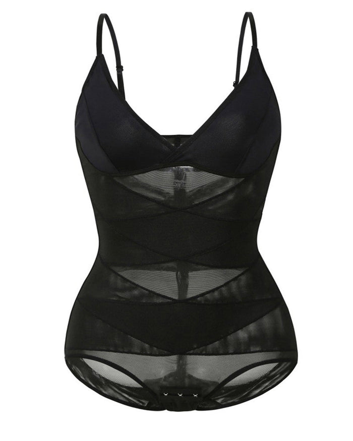 Mesh V Neck Tummy control Camisoles Shapewear with Bra  - By Qivii