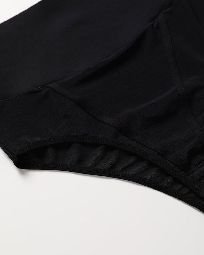 Mesh Waist Cincher Shaping Panties Pure Cotton Crotch Antibacterial Thong  - By Qivii
